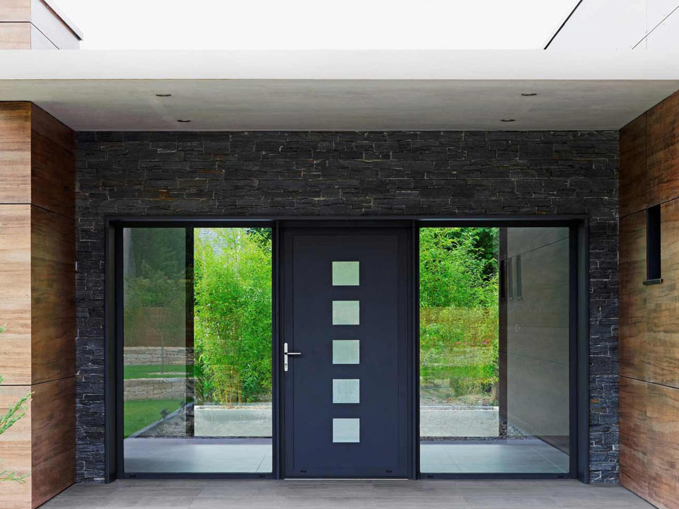 Porte d'entrée Armen en aluminium gris