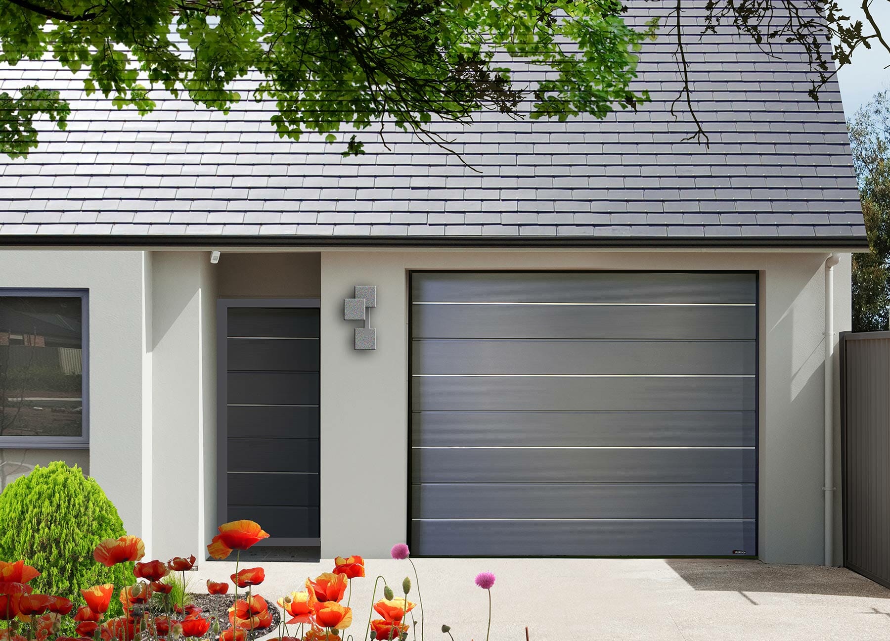 Porte de garage sectionnelle plafond Aludoor XOOZ 60mm
