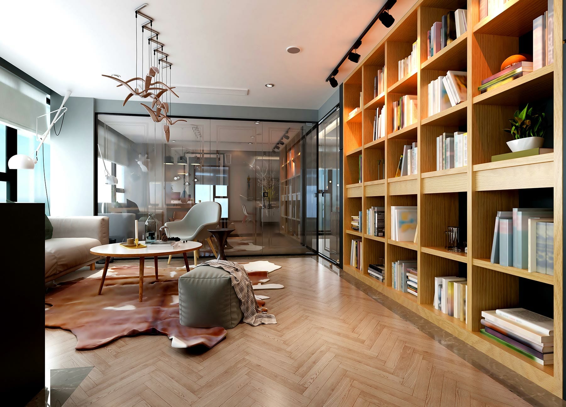 Bibliothèque sur-mesure bois clair