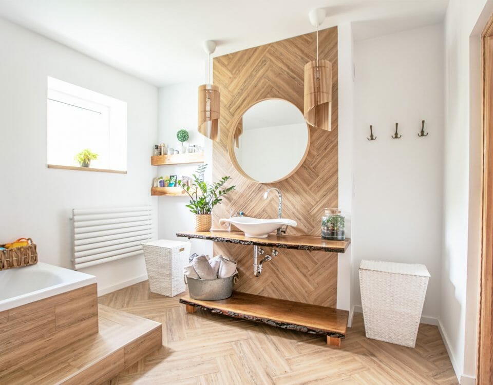 parquet dans une salle de bain