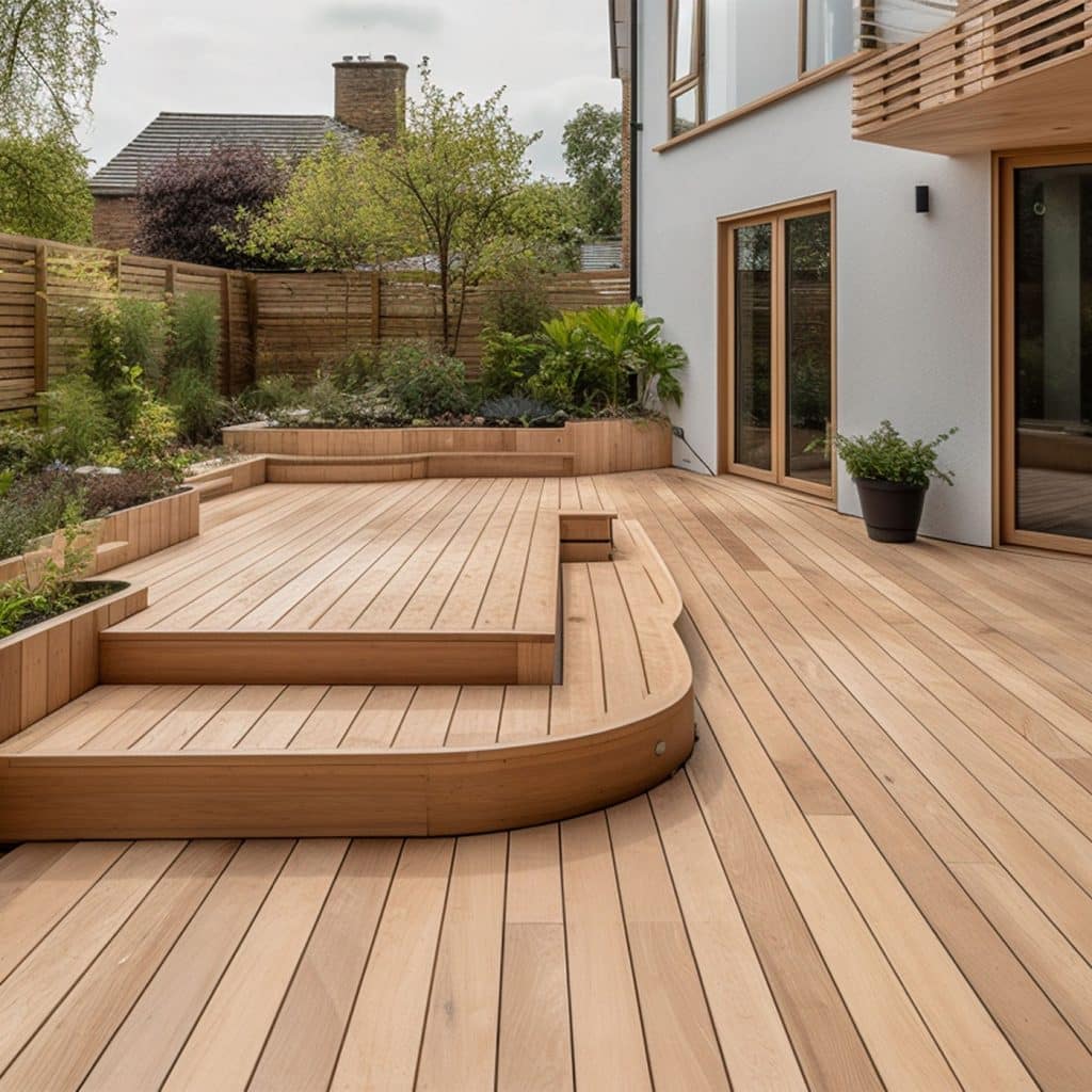 Terrasse en bois sur mesure en Essonne avec marche