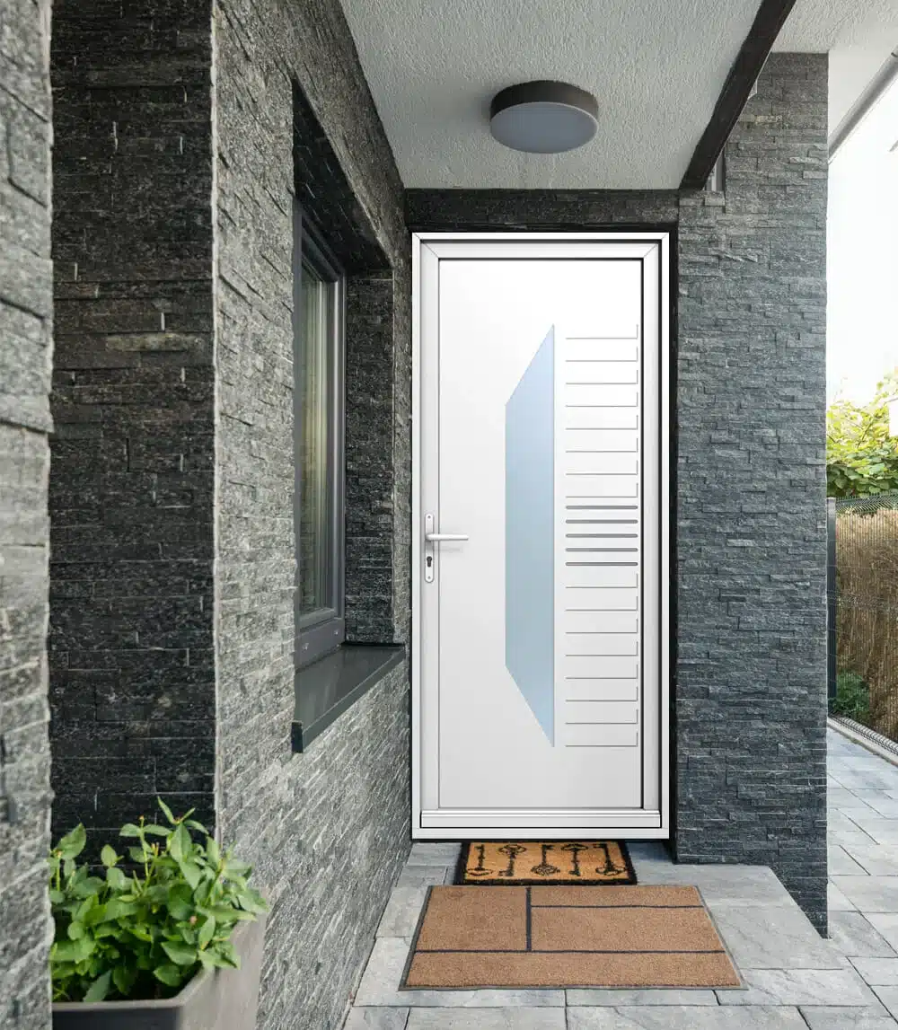 Porte d'entrée PVC geométrique blanche