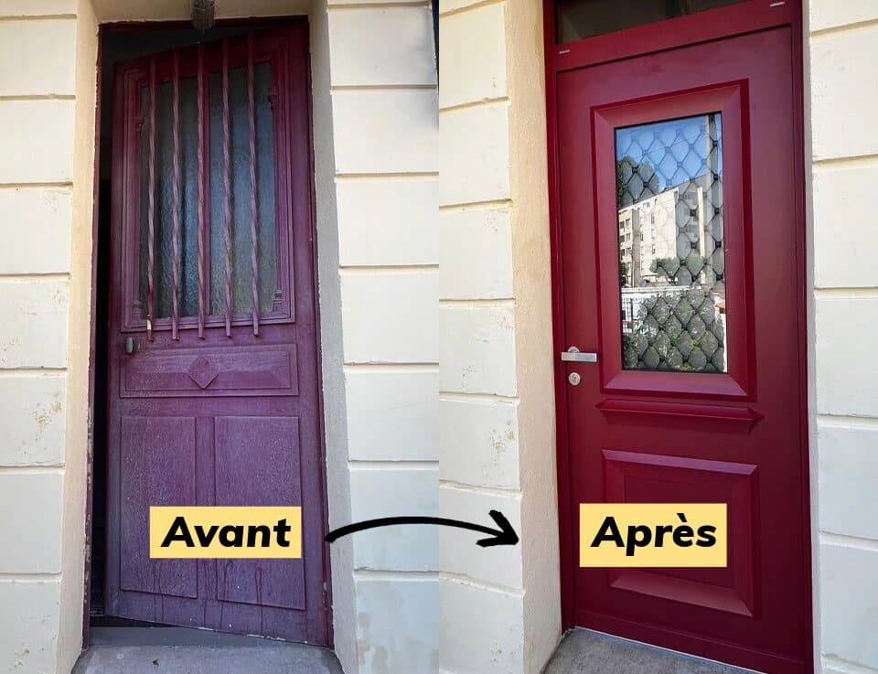Remplacement d'une porte d'entrée en aluminium en Essonne