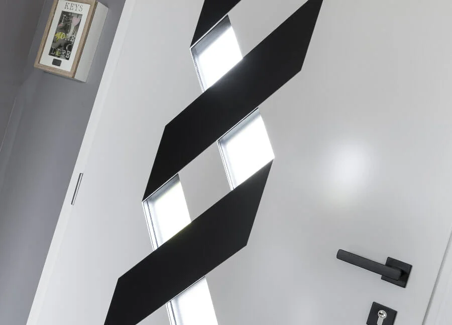 Détail d'une porte OuvertureS Concept en aluminium